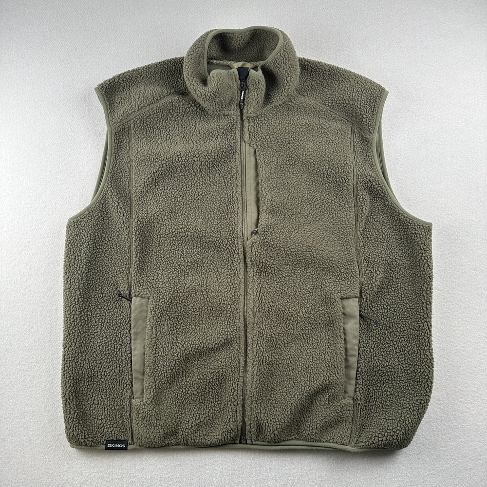 Kings Camo Fleece Vest Mens 2XL Olive Green Sherpa Full Zip Tactical Outdoor